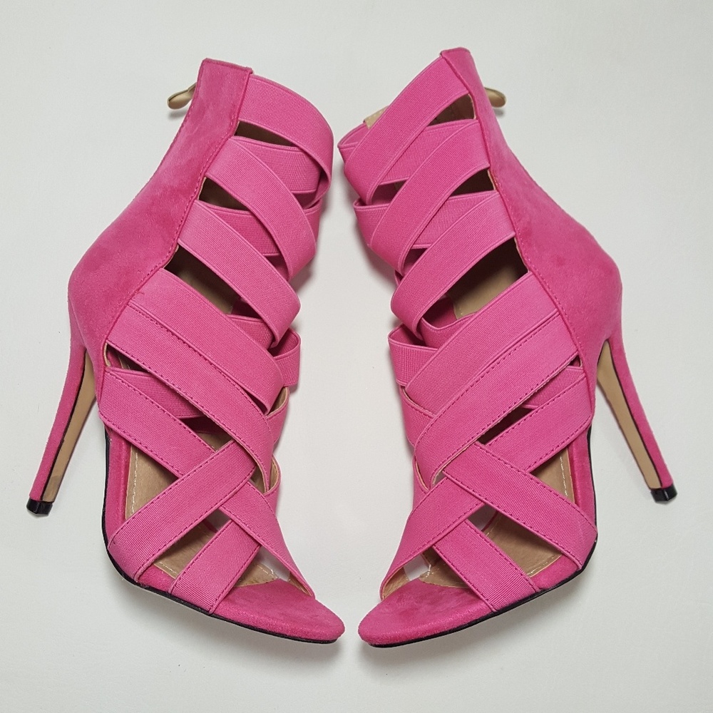 NEW Cape Robbin Pink Elastic Strappy High Heels